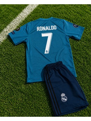 Breathless Reall Madridd Ş.ligi 2017-18 Sezon Cristiano Ronaldo Çocuk Forması (Turkuaz)