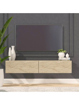 Joy Mob Tv Ünitesi Tv Sehpası Tv Alt Sehpası Traverten Mdf 140 cm