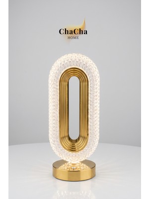 Chacha Home Senya LED Masa Lambası 26 cm - Gold Detaylı Dekoratif Abajur ve Gece Lambası
