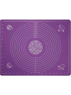 CATEKSSS Çok Amaçlı Mor Renk Slikon Hamur Açma Matı 50X40 cm Silikon Mor