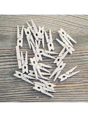CATEKSSS 100'LÜ Ahşap Mandal Gümüş Renk 2.5cm 100 Adet Çamaşır Bambu Dayanaklı Tahta Sağlam Çamaşır Mandalı 2