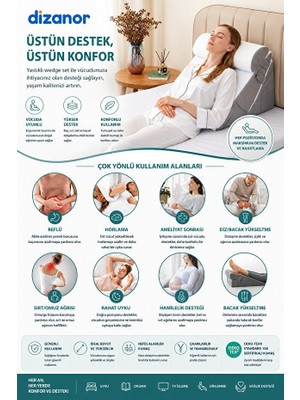 Dizanor Flexrest 10'u 1 Arada Çok Fonksiyonlu Destek Yastığı - Bel, Sırt, Diz ve Bacak Minderi