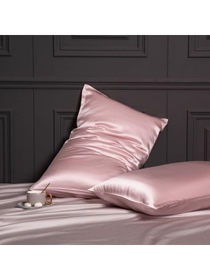 1001 Ipeksi Zarafet | Ipek Saten Yastık Kılıfı Seti - 50X70 cm | Lüks Konfor ve Şıklık (Pembe,