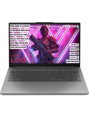 1001 Loq Intel Core I7 12650HX 16GB 512GB SSD RTX4050 Freedos 15.6" Fhd Taşınabilir Bilgisayar 83LK002V
