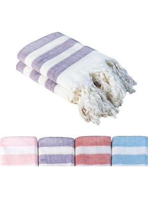 1001 Lila 2'li - 90 x 180 cm - Ince & Transparan - Kadınlar Için Ipeksi Yumuşak Peştamal - Bambu &