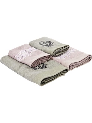 1001 Taç%60 Pamuk%40 Vıscose Mild Hamam Seti A.mürdüm 4'lü Set