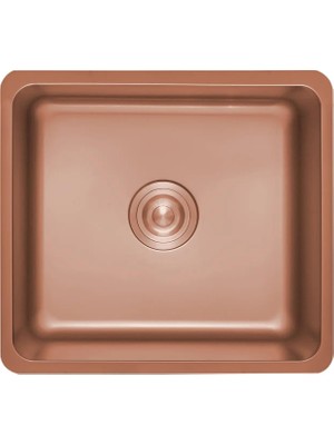 1001 Venüs 3049 Kompakt Tek Gözlü Mutfak Evyesi 304 Paslanmaz Çelik 49X44 cm Royal Bronze Bakır