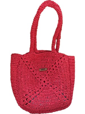 1001 El Örgüsü Hasır Çanta, Kadın Çanta, Plaj Yazlık Omuz Çantası, Tote Çanta