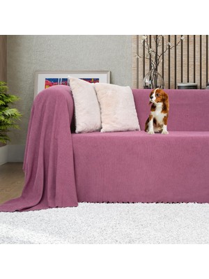1001 Şönil Çift Taraflı Kaymaz Çekyat Örtüsü ve Koltuk Şalı 175X300 Gül Kurusu