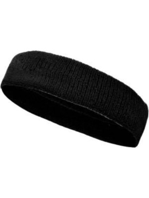1001 Sporcu Havlu Kafa Bandı, Alın Ter Bandı Headband Siyah Siyah