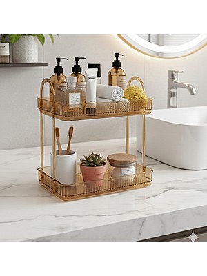 1001 Banyo Düzenleyici Organizer Banyo Rafı (Amber Sarı)