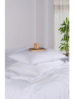 1001 Müslin Yastık Kılıfı 2 Adet Set, 50X70 cm 100% Pamuk Yumuşak Nefes Alabilir Kapaklı 4 Katlı