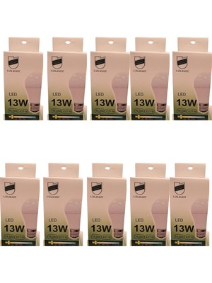 1001 10'lu Uzlight 13W A60 E27 Duy 3000K Sarı Işık LED Ampul