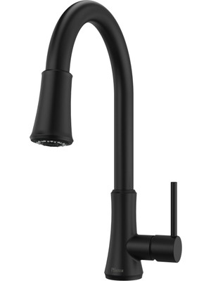 1001 G529-PF2B Pfirst Tek Kollu Aşağı Çekmeli Mutfak Bataryası, Mat Siyah