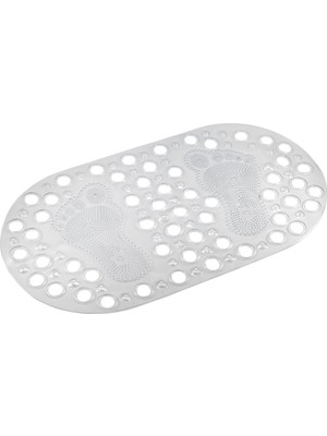 1001 Premium Serisi Banyo - Küvet Içi Kaydırmaz Vantuzlu Ayak Desenli Paspas 66,5 x 36,5 Cm, Beyaz