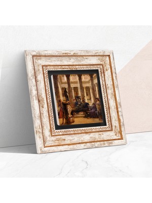 1001 Bir Roma Sanat Aşığı Antik Roma Serisi Taş Duvar Tablosu - Çerçeveli Taş Tablo - Dekoratif D