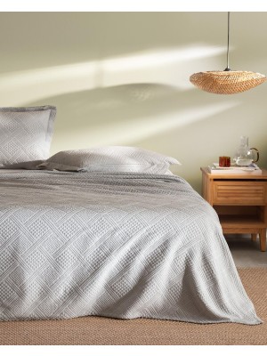 1001 Triangle King SIZE%100 Pamuk Yatak Örtüsü, Gri, 275 x 275