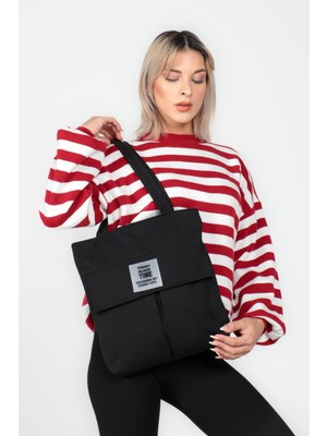 1001 Orijinal Kadın Kumaş 3 Bölmeli Kapaklı Fermuarlı El, Kol ve Omuz Çantası TBKÇ00053