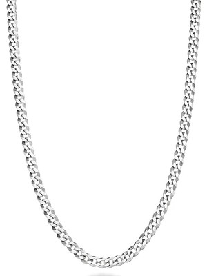 1001 Erkek Paslanmaz Çelik Kolye Traşlı Zincir Unisex Gümüş Renk (55CM-0,5MM)