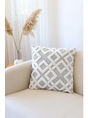 1001 Hamur Jakarlı Kırlent 43X43 cm Mila Gri