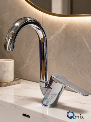 Qmix Trend Banyo Lavabo Bataryası Aç Kapa Özellikli Pirinç Malzeme Sıcak Soğuk Çift Su Girişli
