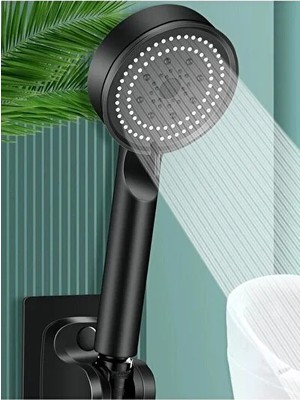 CATEKSSS Turbo Fan 5 Fonksiyonlu Su Tasarruflu Duş Başlığı Siyah Plastik