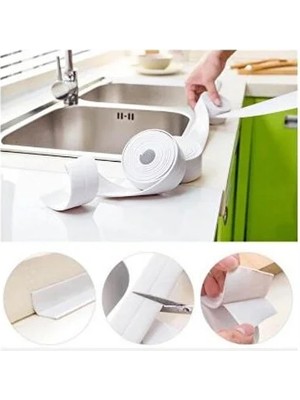 CATEKSSS Mutfak Banyo Aksesuarları Duş Banyosu Sızdırmazlık Şeridi Bant Kalafat Şeridi Beyaz Bant 3.2m 38MM