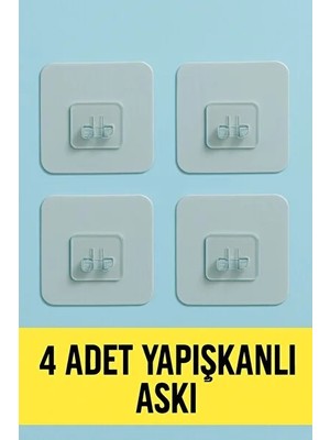 CATEKSSS 4 Adet 7X7CM Yedek Süper Güçlü Yapışkanlı Askı, 20KG Banyo - Mutfak Raf Tutucu Sticker, Delmesiz Şef