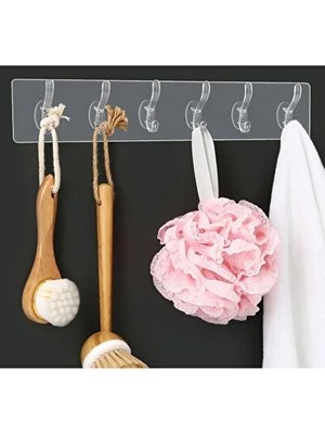 CATEKSSS 6 Lı Askı Kendinden Yapışkanlı,güçlü, Şeffaf, Suya Dayanıklı 6 Lı Askı Turuncu