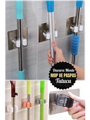 CATEKSSS 1 Adet Çok Amaçlı Yapışkanlı Duvar Tutucu Evrensel Mop ve Fırça Askısı Şık Tasarım Yapışkanlı Düşmez