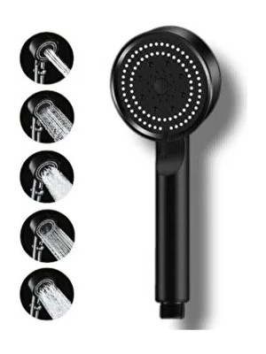 CATEKSSS Turbo Fan 5 Fonksiyonlu Su Tasarruflu Duş Başlığı Turbo El Duşu Siyah Beyaz Plastik