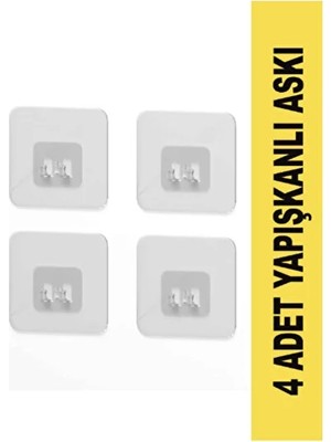 CATEKSSS Süper Güçlü Yapışkanlı Banyo Askısı Yedek 4 Adet Sticker Raf Tutucu Askı Turuncu