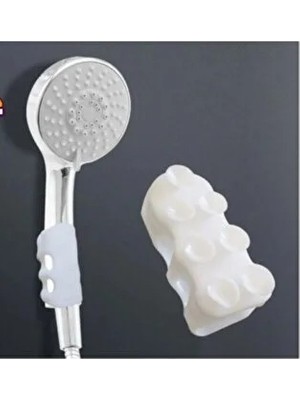 CATEKSSS Duş Başlığı Tutucu Vantuzlu Vakumlu Silikon Başlık Tutucu Aparat-Tekli Beyaz Plastik