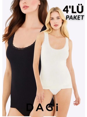 Dagi Kadın 4'lü Paket Basic Kaşkorse Atlet - Pamuklu & Esnek Konforlu Günlük Kullanım