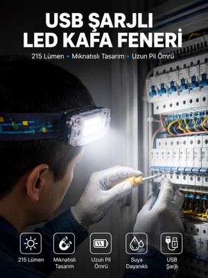 Epilons Kafa Lambası LED Fener Pratik Taşınabilir Ayarlanabilir USB Şarjlı