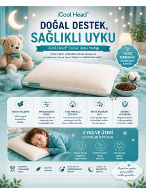 1001 Organik Karabuğday Kabuğu Dolgulu Çocuk Yastığı, Bebek Yastığı, Çocuk Baş Boyun Destek Ya