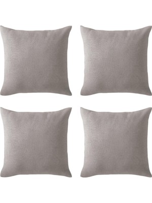 1001 Kırlent Kılıfı 4'lü Set - Gizli Fermuarlı - Kadife Dokulu,taş Rengi 43 x 43