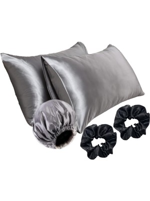 1001 Ipeksi Premium Set, Ipeksi Saten Yastık Kılıfı,saten Bone Çift Yönlü,saten Toka,kozmetik,ci