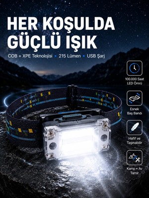 Epilons USB Şarjlı Mini LED Kafa Feneri 50M Odak 150M Geniş Aydınlatma Yeni Nesil