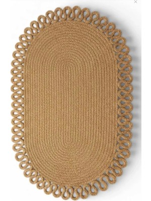 Comfort Craft Yıkanabilir Trikot Örgü Kenarlı Jüt Banyo Paspası (40X60, 50X80, 60X100 Cm) - Bohem Oval Paspas