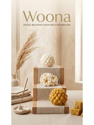 Woona Doğal Soya Wax El Yapımı Gold Detaylı Çiçek ve Buble Dokulu Tasarım El Yapımı Doğal Soya Wax Premium Kokulu Mum