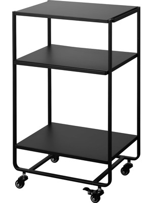 Starseven Yamazaki Three-Tier Tekerlekli Servis Arabası Mutfak Arabası, Çelik, Siyah, Tek Boy