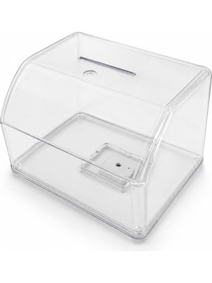 Büyük Boy Şeffaf Pleksi Sadaka Kutusu Tip Box 15x10 cm – Alt Kilitli
