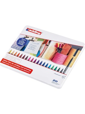 Starseven Edding 1200 Ince Uçlu Keçeli Kalem - 20 Parlak Renkli Set - Yuvarlak Uçlu 1 mm
