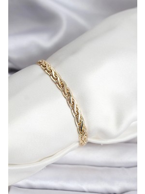 Armüz 14K Gold Renk Kaplama Lazer Zincir Model cm Kadın Bileklik