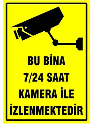 CATEKSSS "bu Bina 7/24 Saat Kamera ile Izlenmektedir - A4 Folyo Baskı Sticker