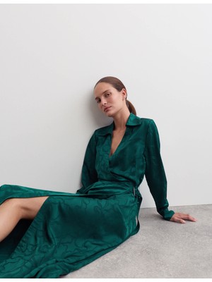 Marks & Spencer Çiçek Desenli Midi Kruvaze Elbise
