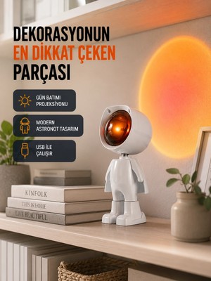 Hsc Bilişim Gün Batımı Efekti Sunan Astronot LED Masa Lambası Yeni Nesil
