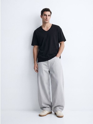 LTB V Yaka Basic Siyah T-Shırt
