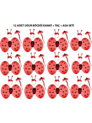Al-Kar Ticaret Uğur Böceği Kostüm Seti - Kanat, Taç, Asa 12 Adet